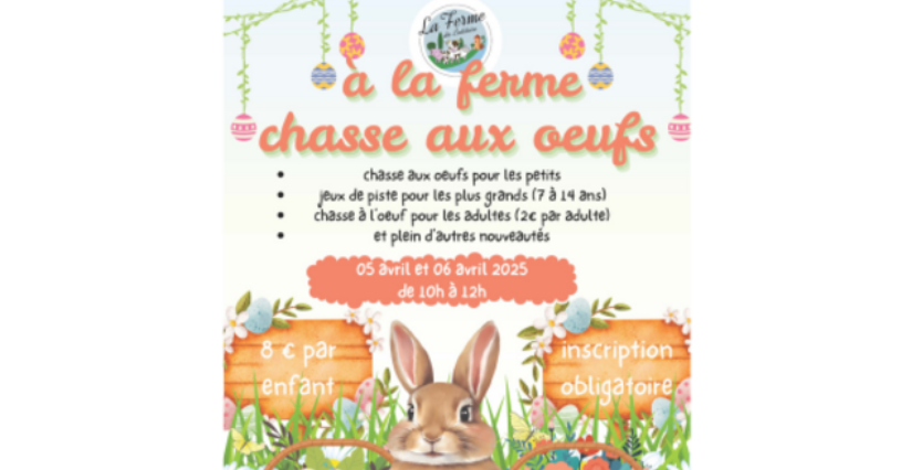 Chasse aux oeufs à la ferme du Butiloire à Saint-Clément-de-la-Place, dans le cadre du Printemps à la ferme
