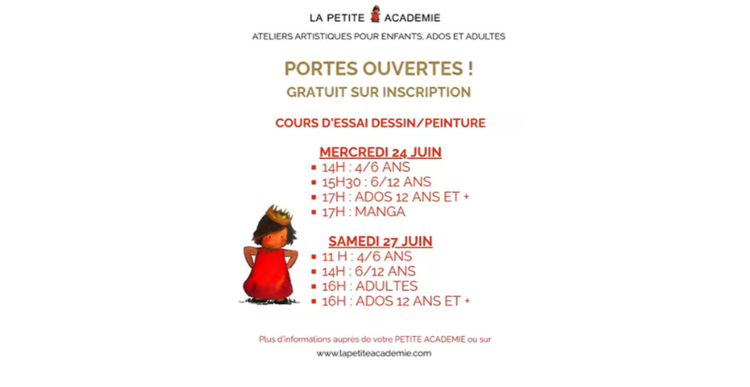 Portes ouvertes et inscriptions aux cours annuels de La Petite Académie à Angers