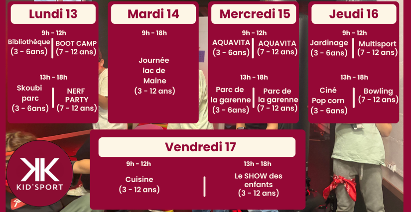 Stage sportif et ludique pour les 3-6 et les 7-12 ans chez Kidsport Angers