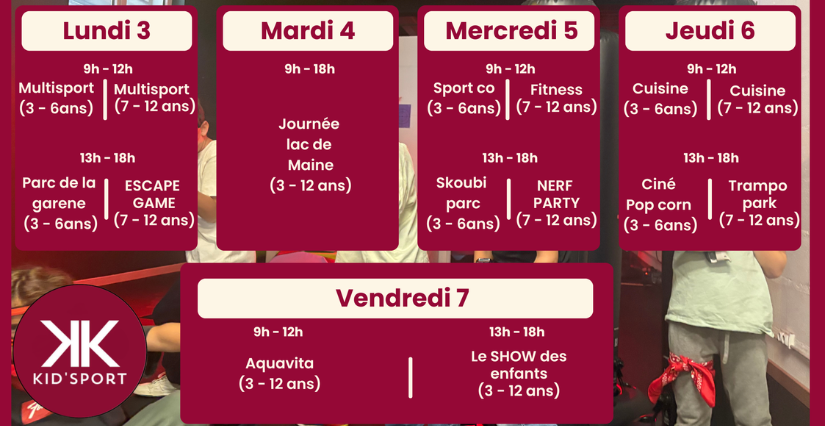 Stage sportif et ludique pour les 3-6 et les 7-12 ans chez Kidsport Angers