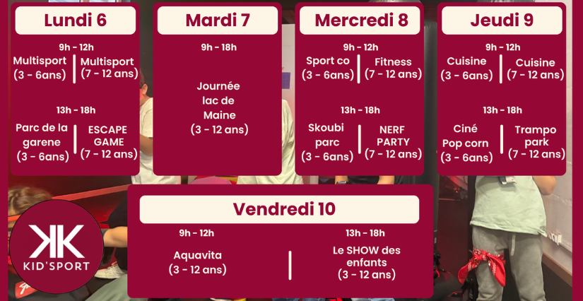 Stage sportif et ludique pour les 3-6 et les 7-12 ans chez Kidsport Angers