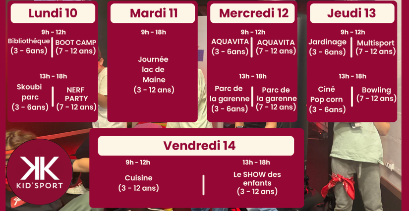 Stage sportif et ludique pour les 3-6 et les 7-12 ans chez Kidsport Angers